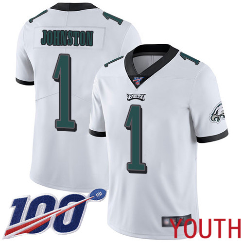 Youth Philadelphia Eagles #1 Cameron Johnston White Vapor Untouchable NFL Jersey Limited Player->youth nfl jersey->Youth Jersey